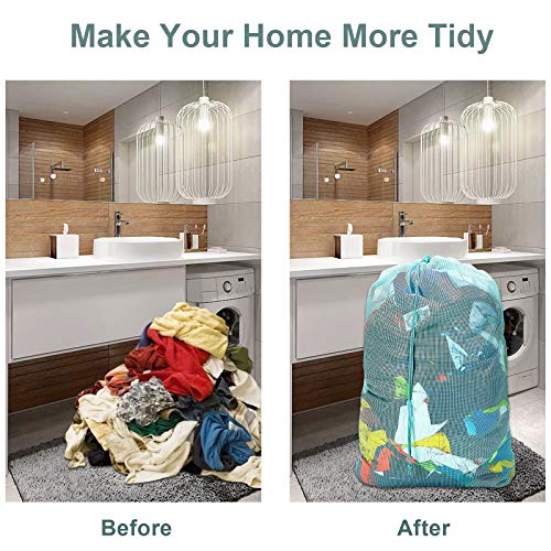 Dalykate Mesh Laundry Bags, 24" x 36", Heavy Duty with Reinforced Handles, Foldable & Portable, Drawstring Closure, 3-Pack, Mixed Colors - Image 4