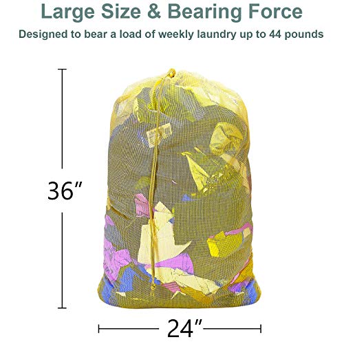 Dalykate Mesh Laundry Bags, 24" x 36", Heavy Duty with Reinforced Handles, Foldable & Portable, Drawstring Closure, 3-Pack, Mixed Colors - Image 2
