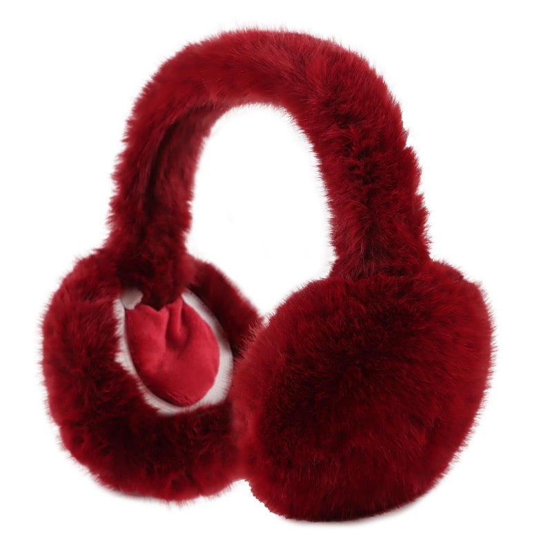 Zsedrut Colorful Ear Muffs For Winter Foldale Ear Warmers For Women Fluffy Earmuff Ear Covers (Winered) - Image 1