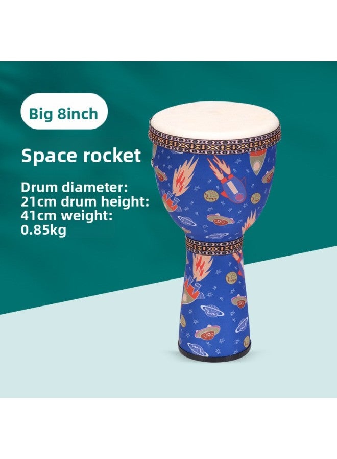 Somali Goat African Drum For Adults and Children Beginners Hand Drum Professional Performance Teaching Drum Colour:Big 8inch pvc tuning-free sheepskin space rocket - Image 1