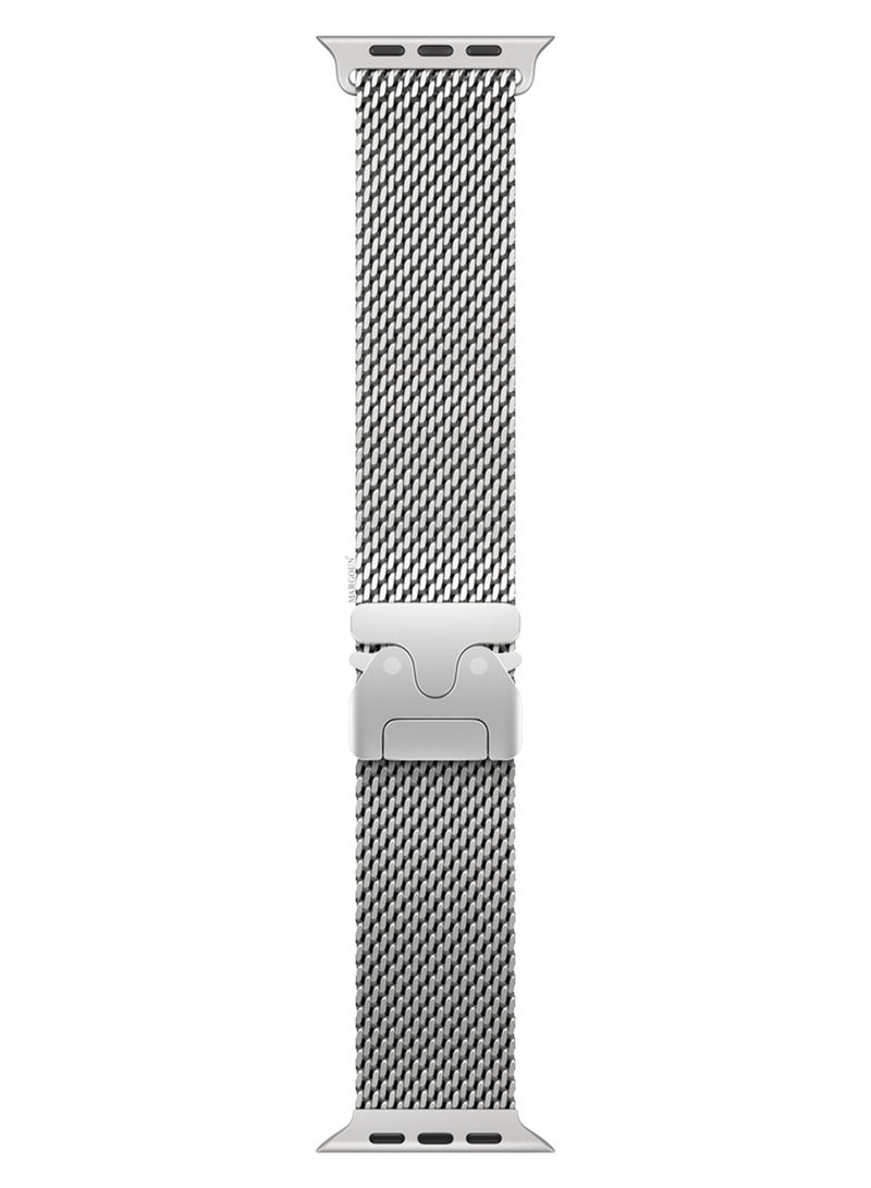CATANES Milanese Loop for Apple Watch Band Ultra 2 Band Ultra 49mm 46mm 45mm 44mm, Parachute-Style Buckle Stainless Steel Mesh Metal Band for iWatch Series 10-1 SEÂ - Natural Titanium - Image 1
