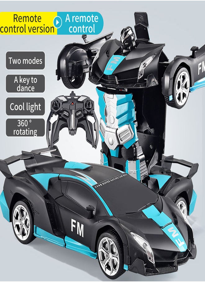 FM Remote Control Car Transform Robot RC Car with 40MHz Version Remote And One Button Transforming 360 Degree Rotation Drifting Ideal Car Scale and Birthday Gift Toy