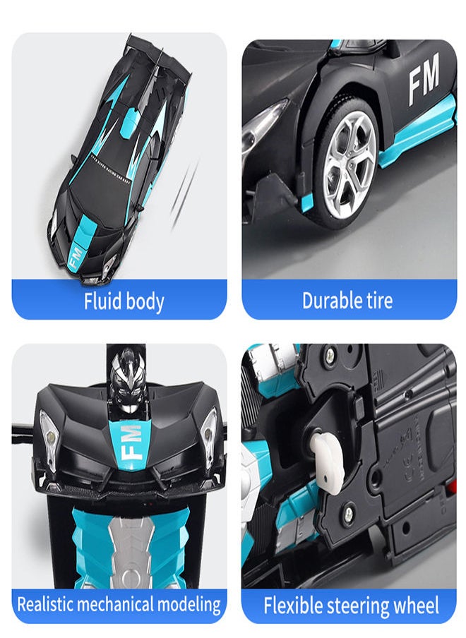 FM Remote Control Car Transform Robot RC Car with 40MHz Version Remote And One Button Transforming 360 Degree Rotation Drifting Ideal Car Scale and Birthday Gift Toy