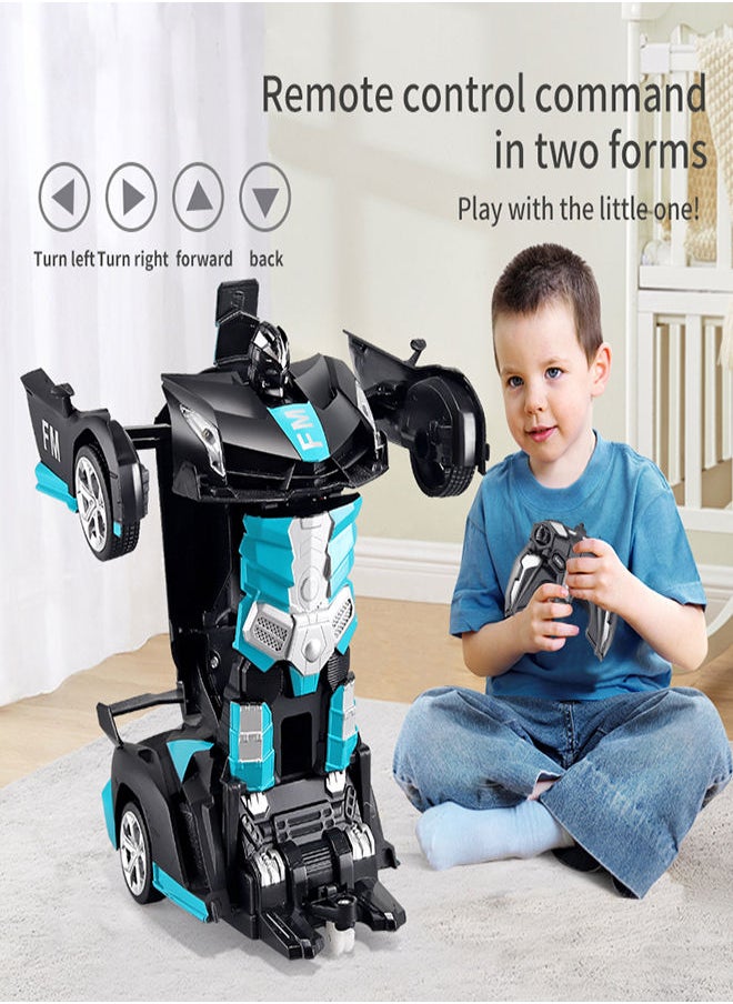 FM Remote Control Car Transform Robot RC Car with 40MHz Version Remote And One Button Transforming 360 Degree Rotation Drifting Ideal Car Scale and Birthday Gift Toy