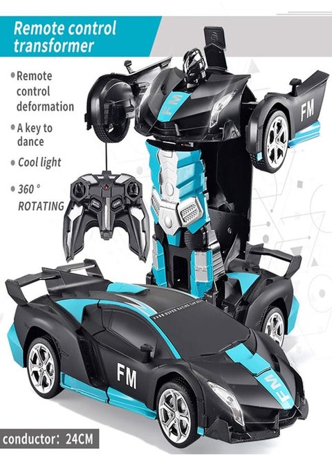 FM Remote Control Car Transform Robot RC Car with 40MHz Version Remote And One Button Transforming 360 Degree Rotation Drifting Ideal Car Scale and Birthday Gift Toy