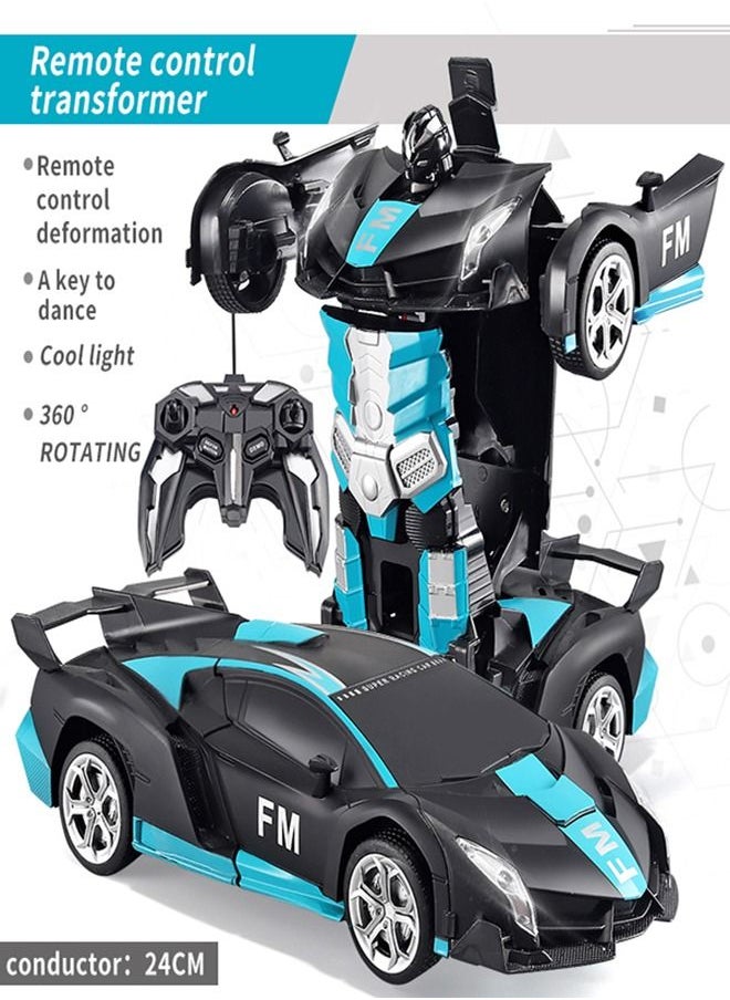 FM Remote Control Car Transform Robot RC Car with 40MHz Version Remote And One Button Transforming 360 Degree Rotation Drifting Ideal Car Scale and Birthday Gift Toy