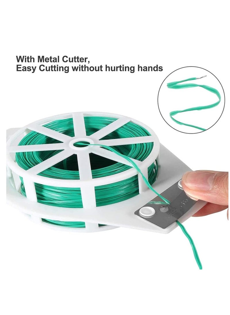 KASTWAVE 328ft (100m) Plant Tie Twist Tie Garden Multifunction Sturdy Green Coated Metal Cable Spool Roll Wire Ties Strap String Food Bag Multi-Purpose Plant for Gardening Home Office  - Image 2
