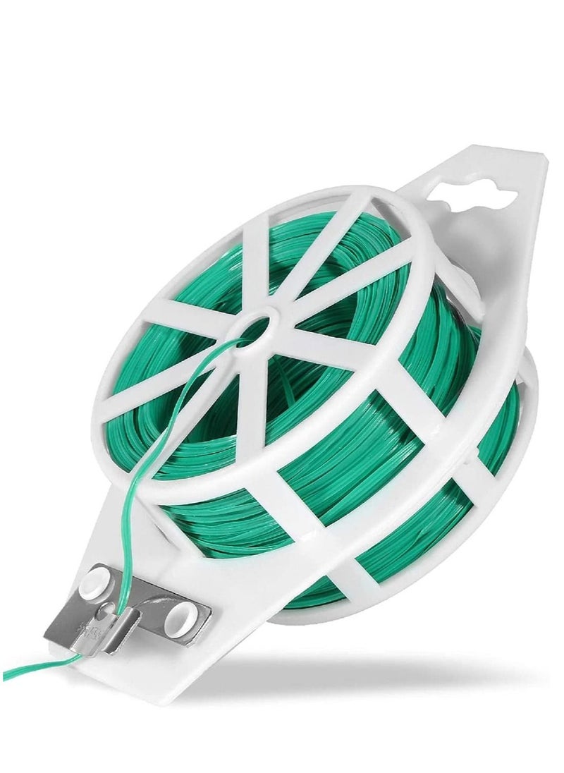 KASTWAVE 328ft (100m) Plant Tie Twist Tie Garden Multifunction Sturdy Green Coated Metal Cable Spool Roll Wire Ties Strap String Food Bag Multi-Purpose Plant for Gardening Home Office  - Image 1