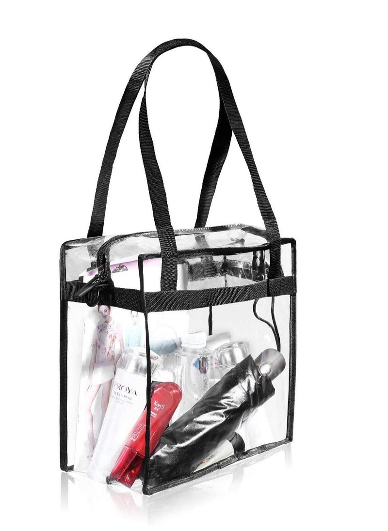 YQbest - Clear bags Tote Bag with Zipper Closure, PVC Crossbody Messenger Shoulder Adjustable Strap, Cosmetics Beach for Work & Business Travel, Stadium Approved - Image 1