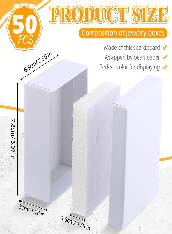 Equsion 50 Pcs Cardboard Small Gift Boxes with Lids White Jewelry Box Necklace Earring Ring Box for Packaging, 2.56x3.15x1.18 Inch - Image 2