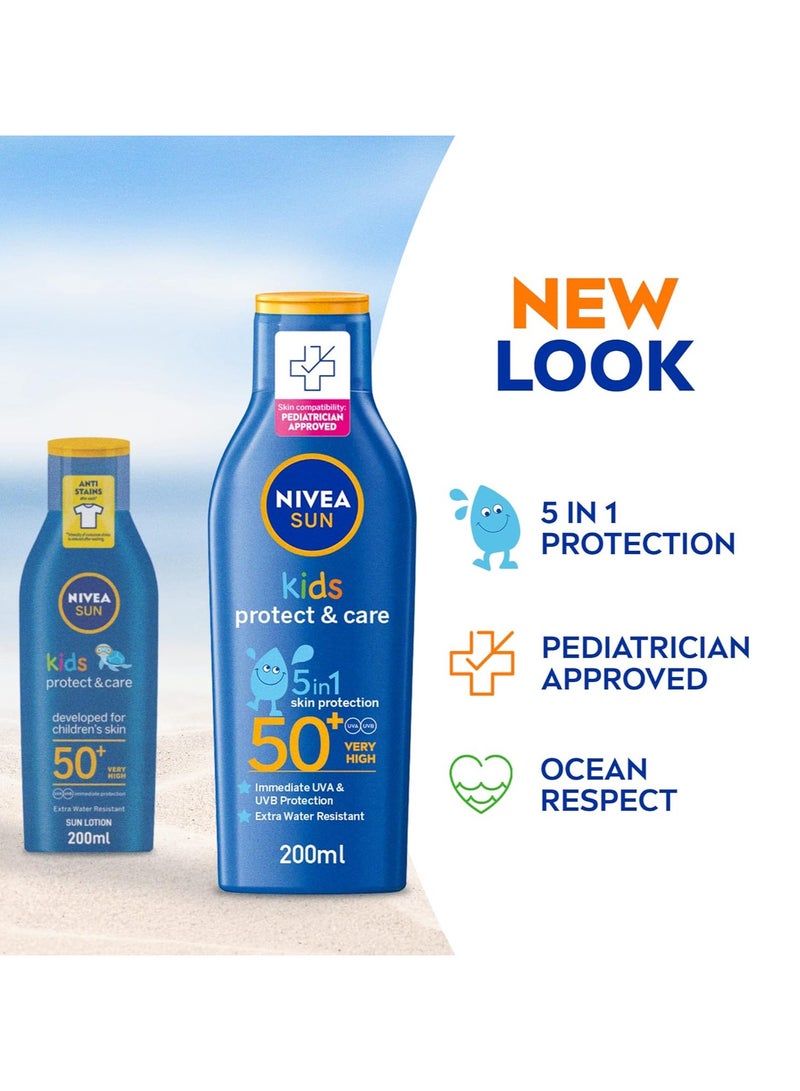 نيفيا لوشن صن كيدز للحماية من أشعة الشمس فوق البنفسجية UVA وUVB، مرطب وملطف، عامل حماية من أشعة الشمس 50+، عبوة من قطعتين، 200 مل - Image 3
