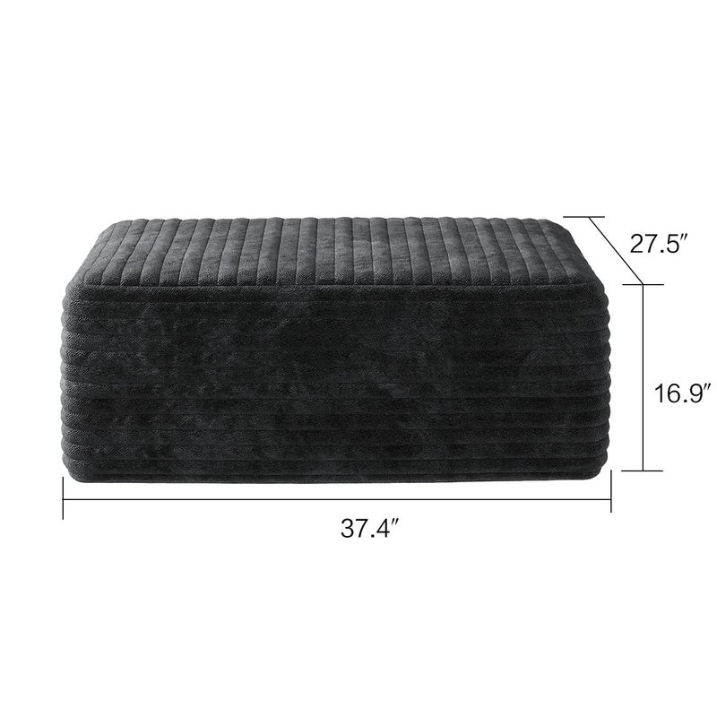 Jingling 37.4" Plush Corduroy Ottoman, Upholstered Cloud Ottoman for Boneless Couch in a Box, Modular Sectional Couches for Living Room, Compressed Memory Foam, No Assembly Require, Black - Image 5