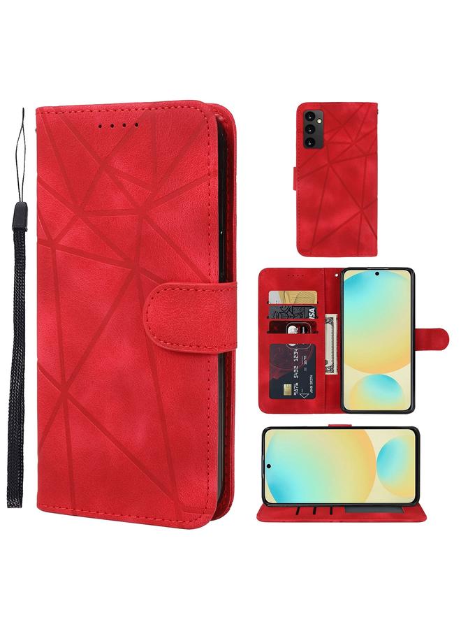S-TOP Case For Samsung Galaxy S24 FE 5G Skin Feel Geometric Lines Leather Phone Case - Image 1