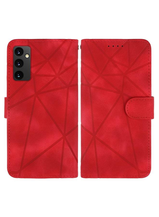 S-TOP Case For Samsung Galaxy S24 FE 5G Skin Feel Geometric Lines Leather Phone Case - Image 2