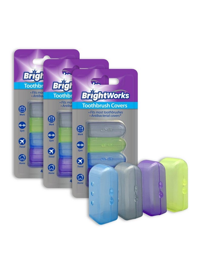 BrightWorks Toothbrush Cover Protectors For Travel, Purse, Backpack, And Home. 4 Count (Pack Of 3) [12 Covers Total]  - Image 1