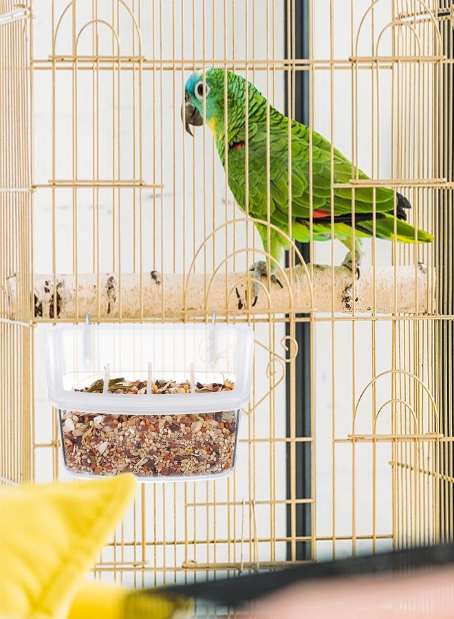 Yardwe 2Pcs Hanging Bird Cage Feeder, Transparent 4-Grid Food and Water Bowl for Parakeet Parrot Pigeon, Anti-Splash No Mess Bird Feeding Supplies for Home - Image 5