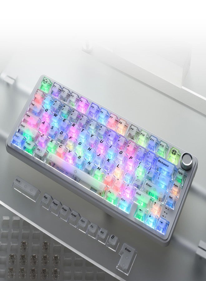 HITIME XVX White Clear Keycaps,Transparent Keycaps 60 75 100 Percent,Ceramic Keycap Style, Shine Through Keycap, Cherry Profile Keyboard Key Cap Set for Mx Switches Mechanical Keyboard, 119 Keys - Image 2