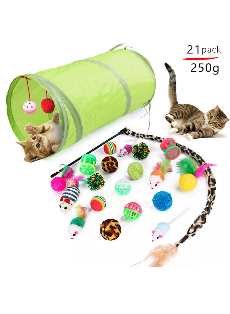 21 Piece Cat Toy Set Kitten Toys Cat Ball Interactive Cat Toy Ball - Image 1