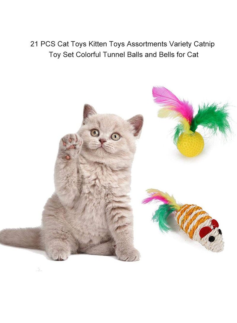 21 Piece Cat Toy Set Kitten Toys Cat Ball Interactive Cat Toy Ball - Image 3