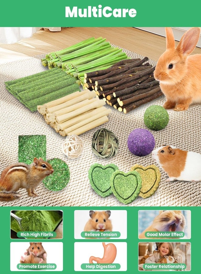 Tyotrbs 80 PCS Rabbit Chew Toys, Natural Bunny Teeth Care Chew Kit Apple Wood Sweet Bamboo Grass Timothy Sticks for Guinea Pig, Hamster, Chinchilla, Small Animals - Image 5