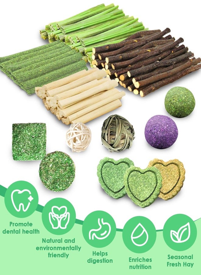 Tyotrbs 80 PCS Rabbit Chew Toys, Natural Bunny Teeth Care Chew Kit Apple Wood Sweet Bamboo Grass Timothy Sticks for Guinea Pig, Hamster, Chinchilla, Small Animals - Image 4