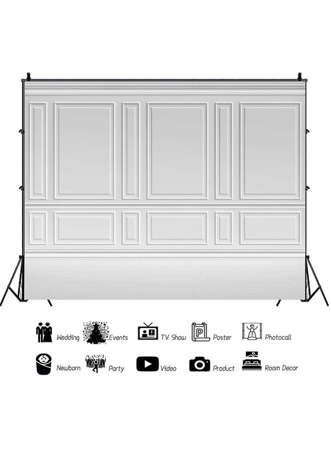 Laeacco Empty Room Architectural Pale Grey Wall Background 10x8ft Vinyl Photography Background Classic Style Panel Wall Houses Flats Interior Vintage Decor Elegant Backdrop Solid Color Grey Backdrops - Image 3