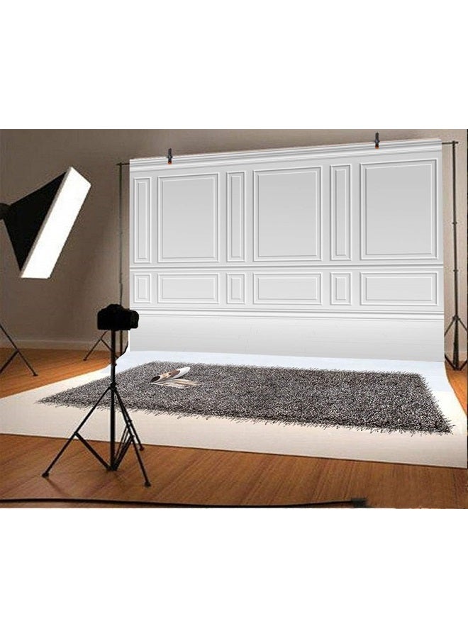 Laeacco Empty Room Architectural Pale Grey Wall Background 10x8ft Vinyl Photography Background Classic Style Panel Wall Houses Flats Interior Vintage Decor Elegant Backdrop Solid Color Grey Backdrops - Image 2