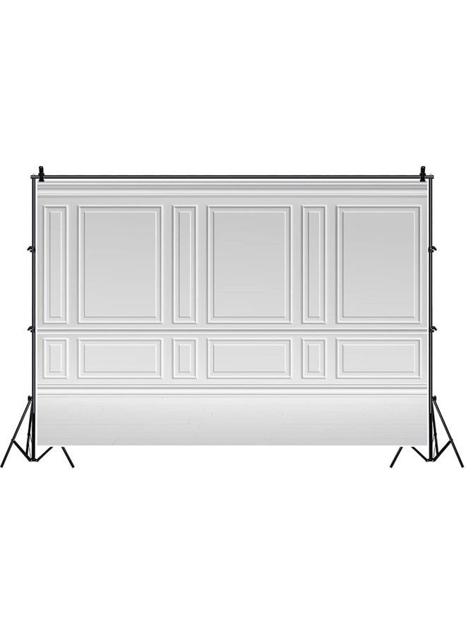 Laeacco Empty Room Architectural Pale Grey Wall Background 10x8ft Vinyl Photography Background Classic Style Panel Wall Houses Flats Interior Vintage Decor Elegant Backdrop Solid Color Grey Backdrops - Image 1