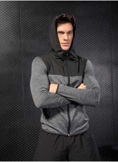 Loquat Men Quick Dry Breathable Running Tracksuit Black/Grey  - Image 1