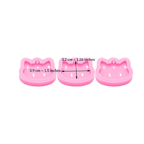 AMZTOART 3pc Shiny Pet Cat Tag Mini Cat Head Resin Silicone Molds, Keychain Mould Crafts Epoxy Art DIY Handmade Mold with 10PC Key Ring(DY0869+DY0869+DY0869) - Image 5