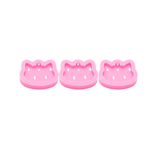 AMZTOART 3pc Shiny Pet Cat Tag Mini Cat Head Resin Silicone Molds, Keychain Mould Crafts Epoxy Art DIY Handmade Mold with 10PC Key Ring(DY0869+DY0869+DY0869) - Image 4