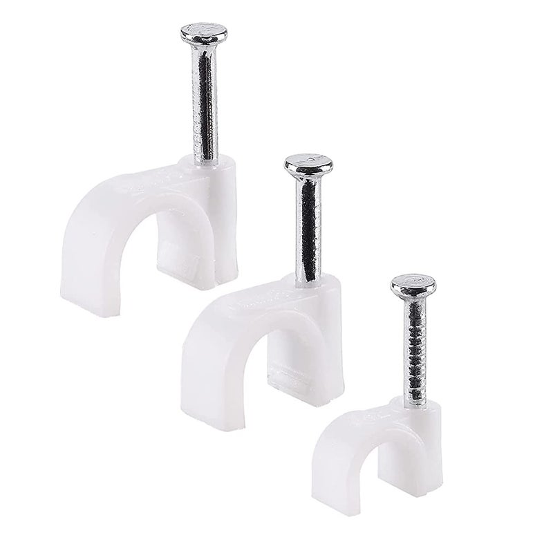Circle Cable Wire Clips 6mm 8mm 10mm (99 pcs) Cable Management RG6 RG59 CAT5 CAT6 RJ45 Electrical Ethernet Dish TV Speaker Wire Cord Tie Holder Single Coaxial Nail Clamps - Image 1