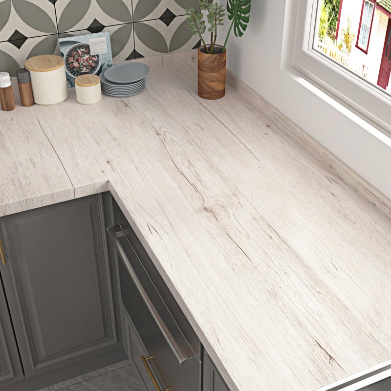 Wallercity Vintage Beige Wood Look Contact Paper for Countertops Kitchen Waterproof Peel and Stick Oak Wallpaper for Bathroom Vinyl Self Adhesive Wall Paper for Countertop Cabinets Table 158x236 - Image 2