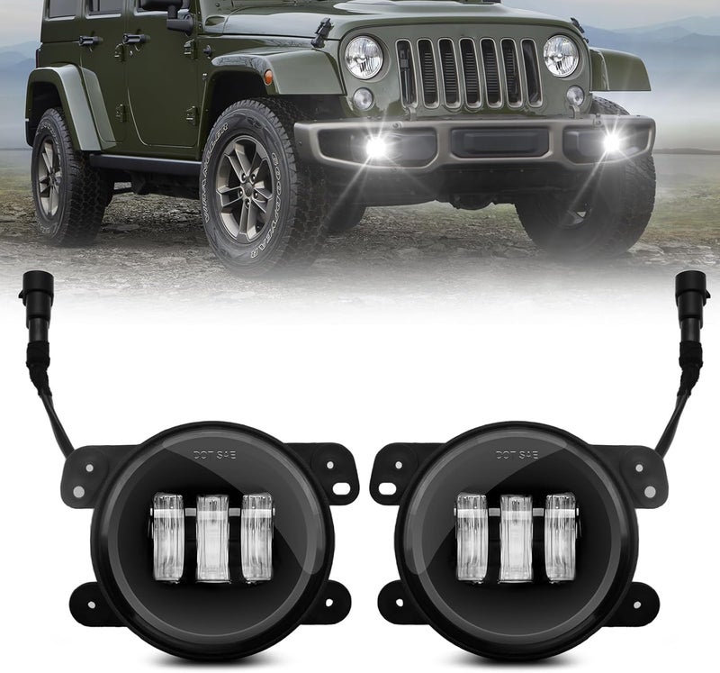 Shocklight LED Fog Lights for 2007-2018 Jeep Wrangler JK - Front Bumper Replacement Lamps - Image 1