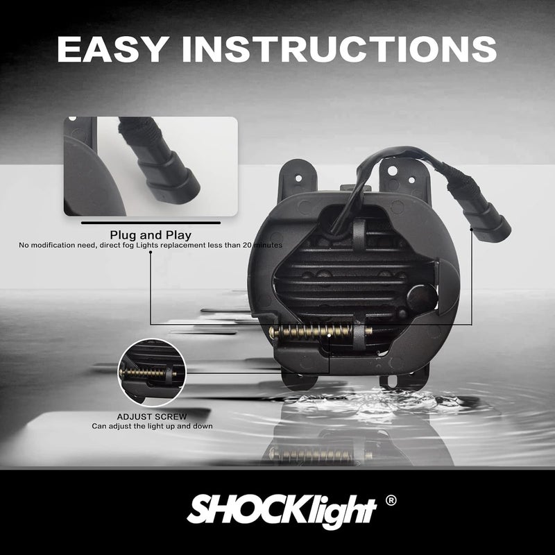 Shocklight LED Fog Lights for 2007-2018 Jeep Wrangler JK - Front Bumper Replacement Lamps - Image 3