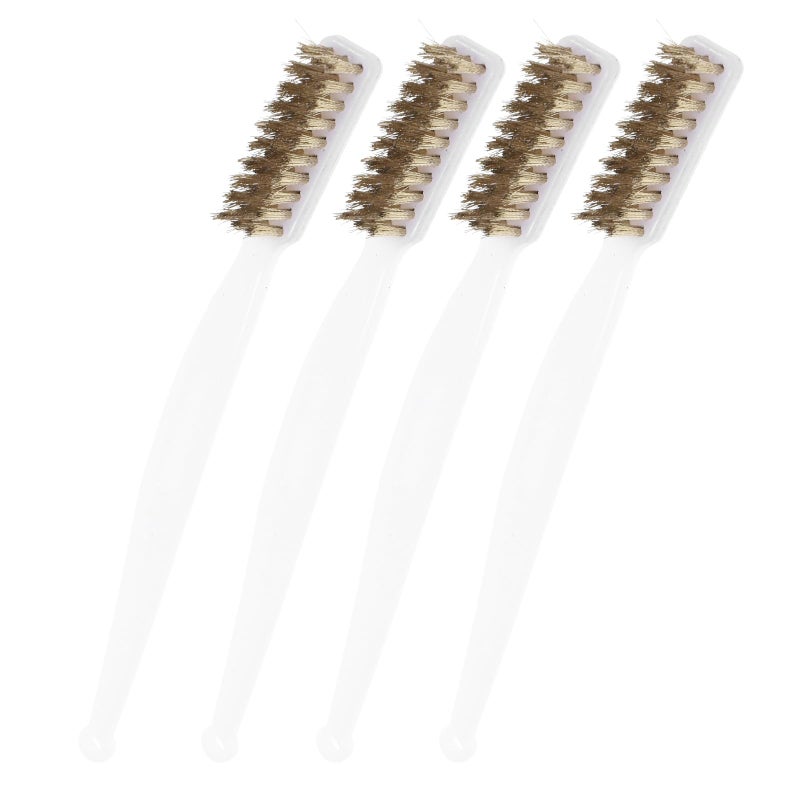 4pcs Small Rust Remover Wire Brush Set Brass Copper Plated Bristles for 3D Printer Nozzle Detail Cleaning - Image 2