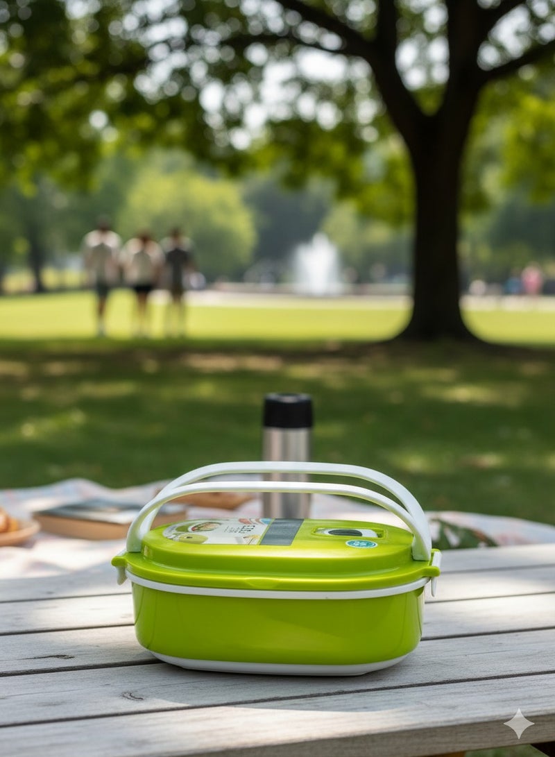 توشيونيكس صندوق غداء بحجرة واحدة ومقبض، آمن للاستخدام في الميكروويف، مانع للتسرب، خالٍ من مادة BPA، تخزين طعام مدمج للمكتب والمدرسة وصالة الألعاب الرياضية والسفر - 1.05 لتر، 20×14×7 سم - Image 1