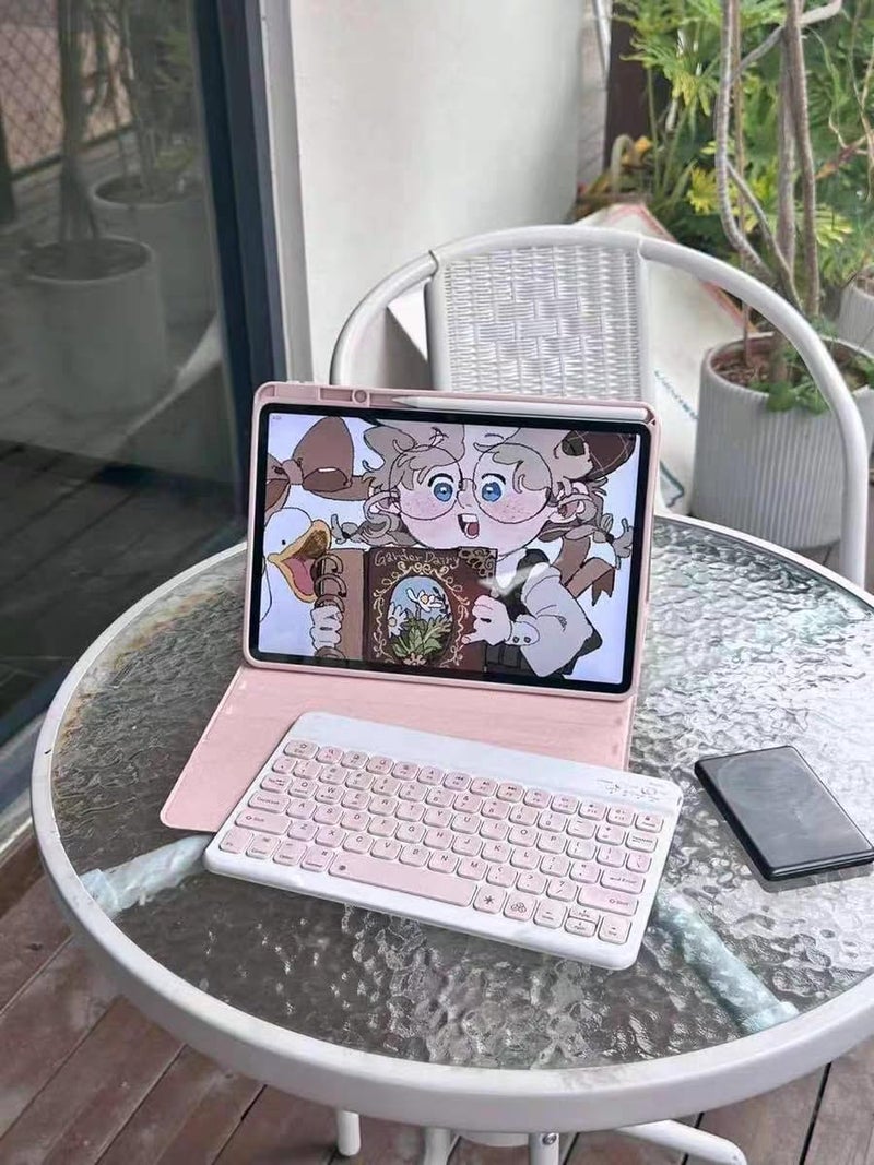 AnMengXinLing Keyboard Case for iPad Air 11 Inch (M3/M2)/ Air 5th 4th Generation, Slim Magnetic Detachable Keyboard Cover with Pencil Holder for iPad Pro 11, Pink - Image 3