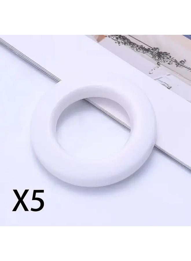 حلقات O البلاستيكية البيضاء لتقليل الضوضاء 5 قطع للستائر وأبواب الحمام وقضبان الستائر - Image 1