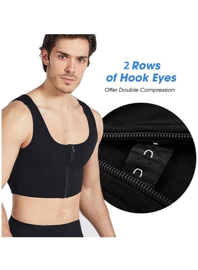 صدرية لشد الصدر للرجال، قميص ضغط لشد الجسم وتنحيف الجسم، صدرية لشد الصدر بمشبك مسطح مكون من صفين للرجال - Image 3
