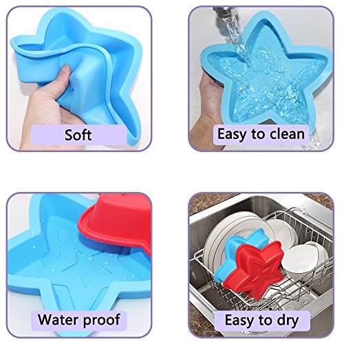 DaKuan 2 Packs Star Shaped Baking Mold, Silicone Cake Mold Baking Pan for DIY Cake Decorating Tools- Red, Blue - Image 4