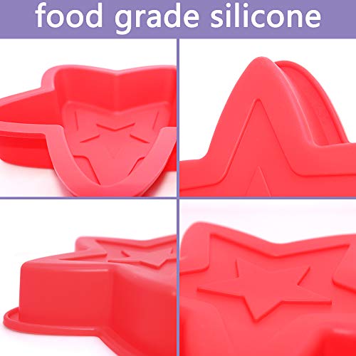 DaKuan 2 Packs Star Shaped Baking Mold, Silicone Cake Mold Baking Pan for DIY Cake Decorating Tools- Red, Blue - Image 3