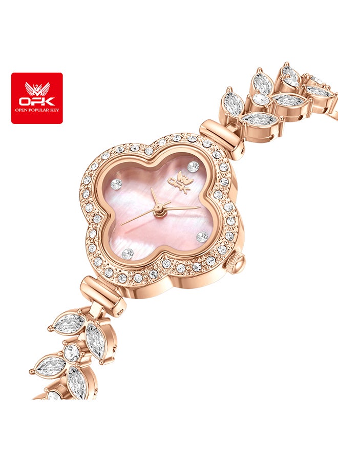 OPK Four-Leaf Clover Watch Ladies Watch Diamond Bracelet Waterproof Watch 6049 - Image 1