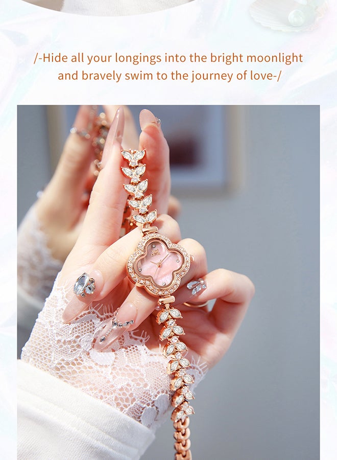 OPK Four-Leaf Clover Watch Ladies Watch Diamond Bracelet Waterproof Watch 6049 - Image 5