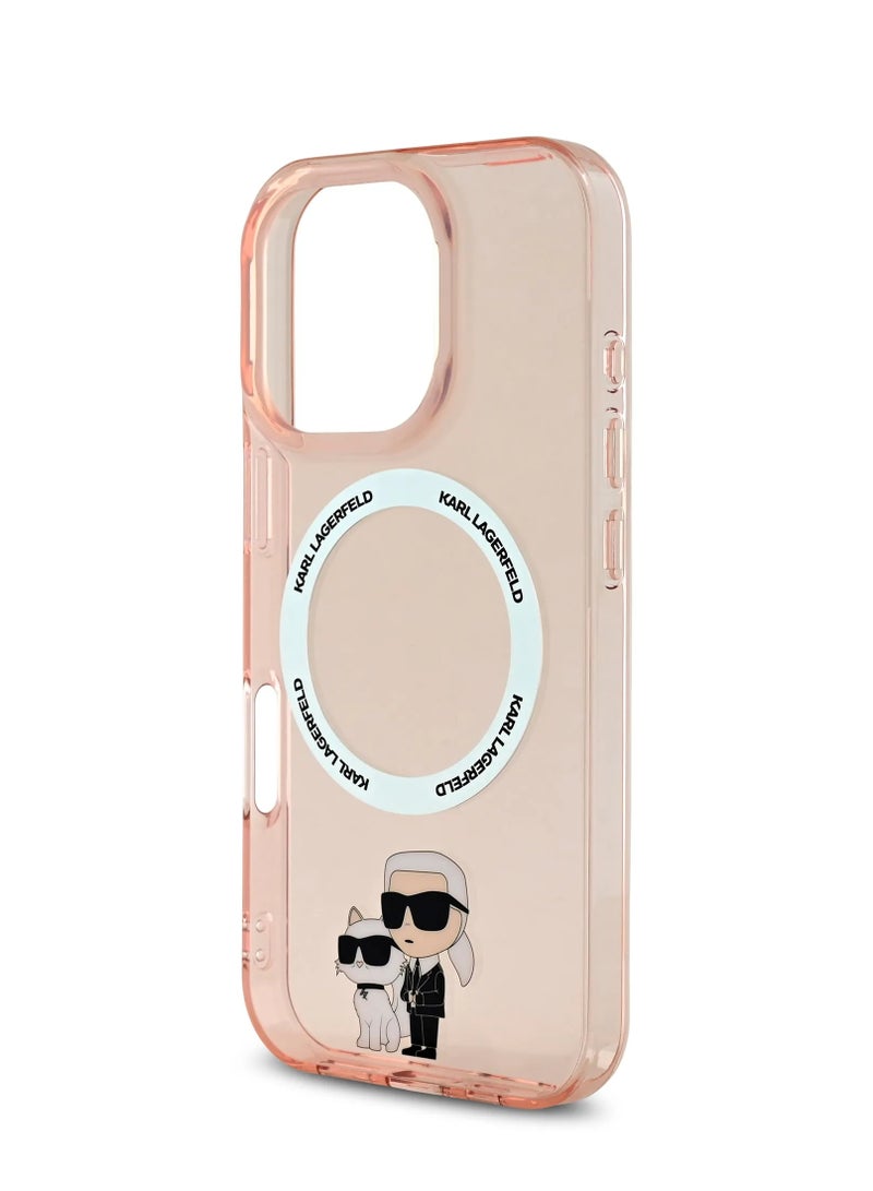 Karl Lagerfeld iPhone 16 Pro Max MagSafe Case IML Hard Cover with Nft Karl & Choupette / Drop protection/ Slim Profile/ Lightweight/ Easy Snap-On - Pink - Image 3