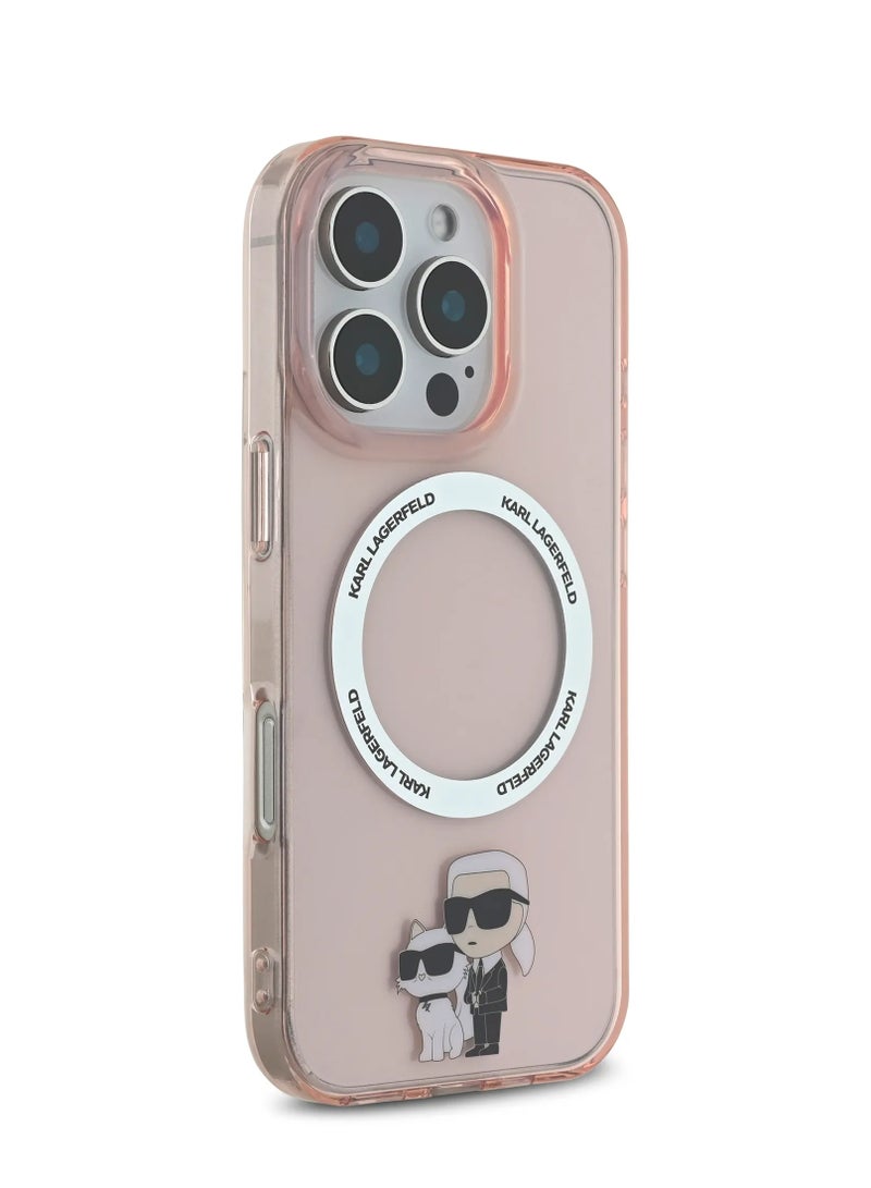 Karl Lagerfeld iPhone 16 Pro Max MagSafe Case IML Hard Cover with Nft Karl & Choupette / Drop protection/ Slim Profile/ Lightweight/ Easy Snap-On - Pink - Image 4