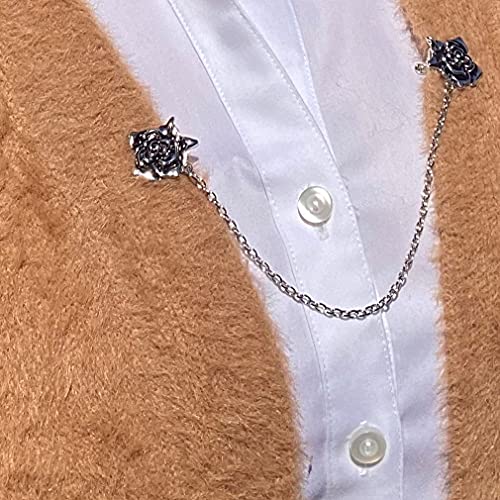 Evelots Rose Sweater Clip, Collar Chain - Vintage Look Cardigan Clips to Hold Sweater Together, Shawl, Scarf Clip - Image 5
