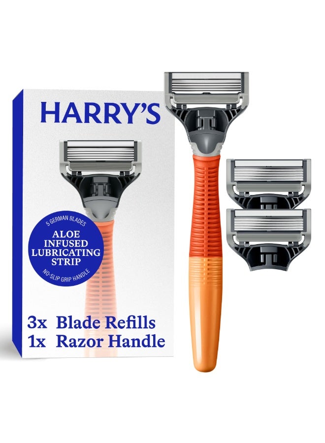 Harry's Shaving Kit for Men - Razor Handle and 3 Razor Blade Refill Cartridges - Ember - Image 1