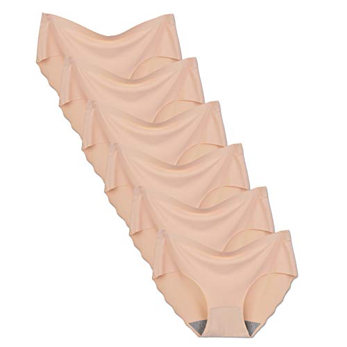 Bolivelan Women's Invisible Seamless Hipster Panties Mid-Rise No Show Laser Cut Briefs Underwear Pack of 6 (8, Nude) - Image 1