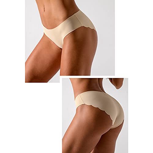 Bolivelan Women's Invisible Seamless Hipster Panties Mid-Rise No Show Laser Cut Briefs Underwear Pack of 6 (8, Nude) - Image 5